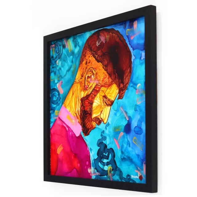 Getting You Out of My Mind - Framed Contemporary Fauvist Style Portrait Mixed-Media Painting by Beddru, Ready to Hang For Sale In Los Angeles - Image 6 of 8