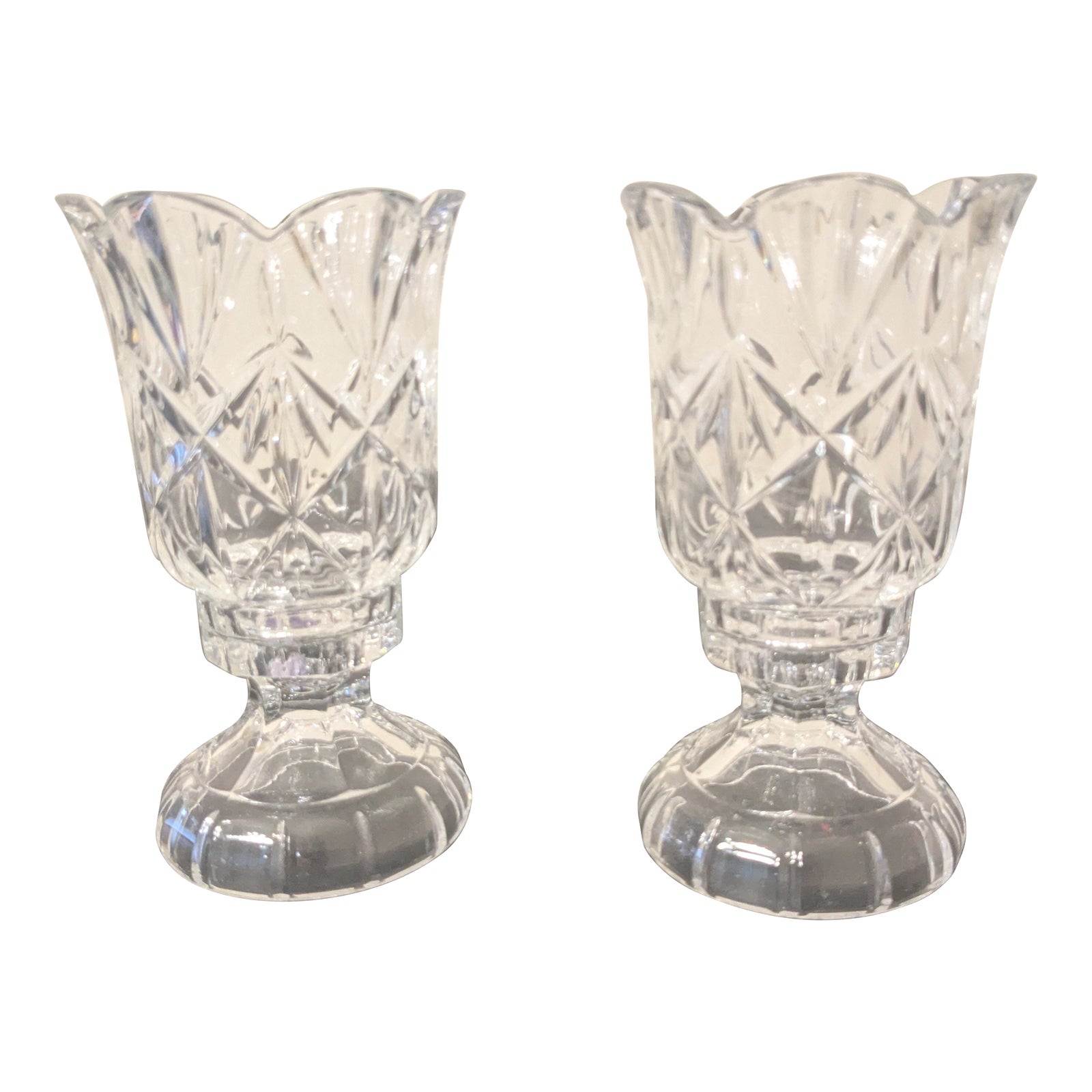 Vintage Godinger Shannon Crystal Mini Hurricane Candle Holders | Chairish