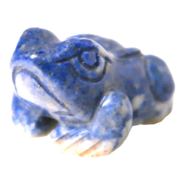 Miniature Well-Carved Frog of Lapiz Lazuli Stone - Frankie the Frog! For Sale