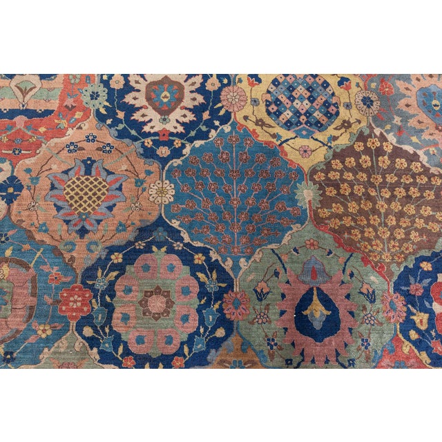 Antique Colorful Botanic Indian Rug For Sale In New York - Image 6 of 8