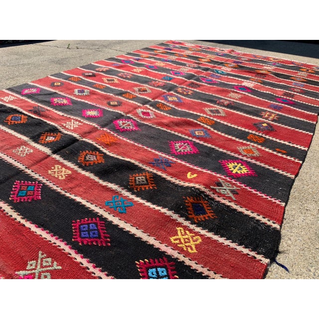 Mid-Century Modern Vintage Turkish Kilim Rug - For Sale - Image 3 of 10