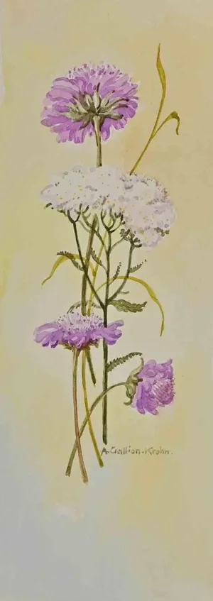 Anne Gallion-Krohn, Bouquet of Flowers, Original Drawing, Mid 20th Century