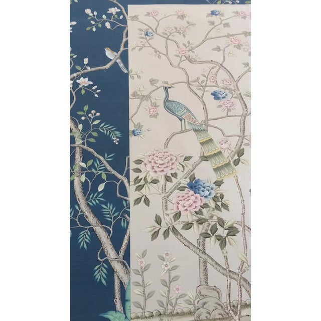 Infuse your space with dreamy vintage Chinoiserie charm with this hand-painted wallpaper panel, centered around stately...