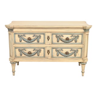 Karges French Regency Louis XVI Carved Painted Dresser or Chest of Drawers, Circa 1960s For Sale