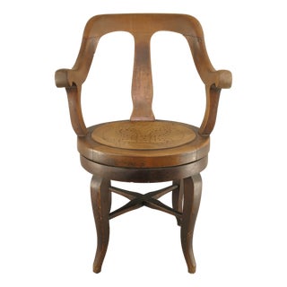 Early 20th Century Walnut Swivel Barber Chair, Austria For Sale