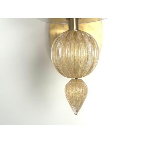 Gold Fleck Murano Glass Wall Sconces from Barbara Barry for Baker Furniture, Set of 2 For Sale - Image 6 of 13