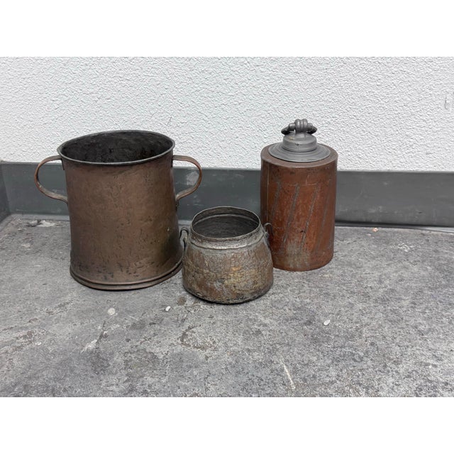 Antique Metal Vessels, Set of Three For Sale - Image 12 of 12