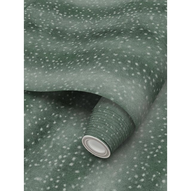 Wilde Spotted Antelope Hide Removable Wallpaper – Moss Green 3 Yard Roll For Sale - Image 4 of 6