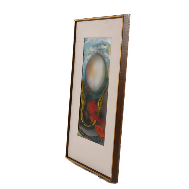 Late 20th Century Signed J. Akston "Rendezvous With the Moon, 1974" Enamel and Acrylic For Sale - Image 5 of 10