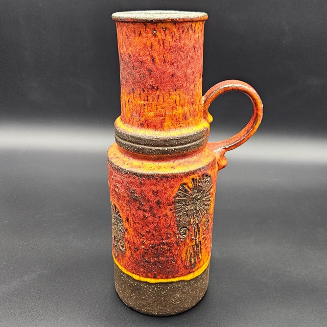 Ceramic Vintage Fat Lava Ceramic Handled Jug, 1960s For Sale - Image 7 of 7