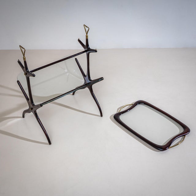 Mid-Century Modern Side Table With Magazine Rack Attributed to Cesare Lacca, Italy, 1950s For Sale - Image 3 of 8