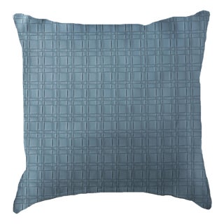 20x20" Woven Faux Leather Cushion Cover - Slate Blue For Sale