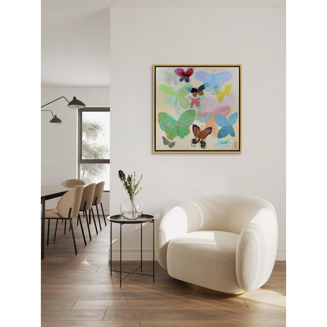 Hope Olson Butterflies II by Hope Olson in Gold Frame, Medium Art Print on Canvas For Sale - Image 4 of 4