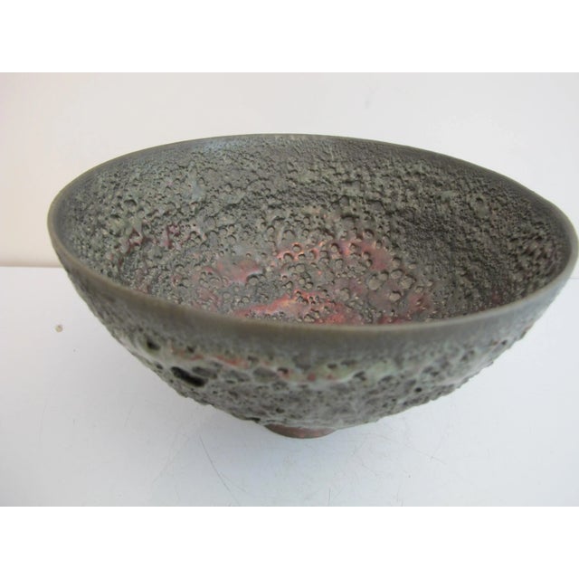 Beatrice Wood Beato Red Volcanic Iridescent Luster Pottery Footed Bowl For Sale - Image 9 of 11
