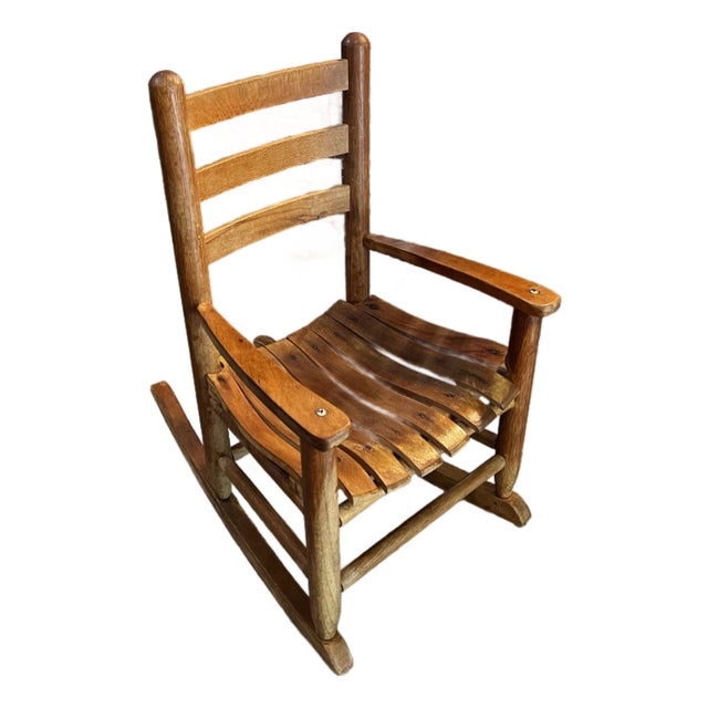 Petite Children’s Wooden Vintage Rocking Chair For Sale