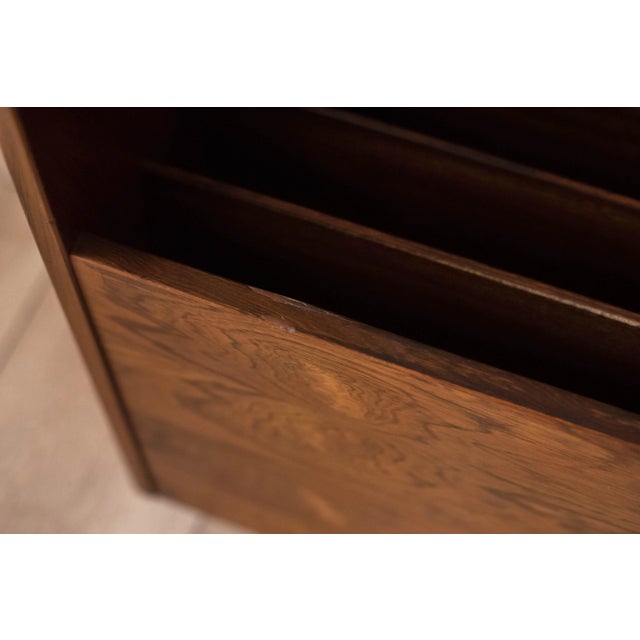 Vintage Rosewood Rolling Record Magazine Rack by Rolf Hesland for Bruksbo For Sale - Image 12 of 12