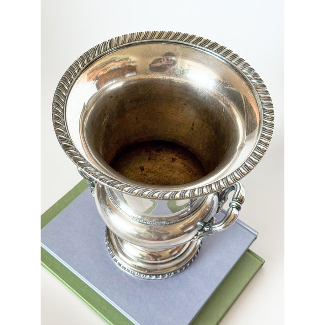 Vintage English Regency Silverplate Trophy Urn Twin Handle Champagne Ice Bucket For Sale - Image 4 of 10