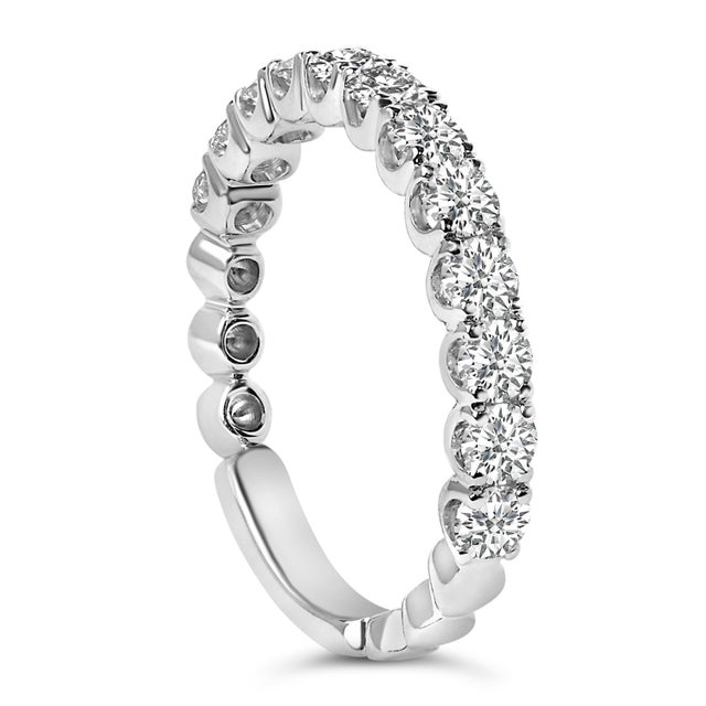 Haus of Brilliance 14K White Gold 1.00 Cttw Round Diamond Prong Set Wedding Band - Size 8.5 For Sale - Image 4 of 6