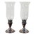 International Sterling Silver Etched Crystal Hurricane Candlesticks – A Pair For Sale
