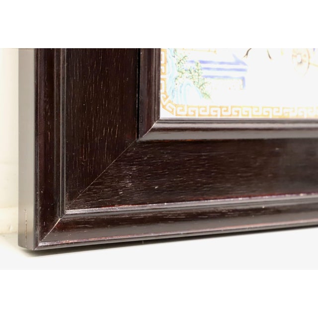 Mid 20th Century Hand Painted Porcelain Japanese Framed Wall Art Pair