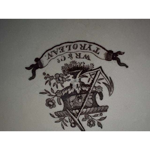 Antique Brown Transferware Shallow Bowl For Sale - Image 11 of 12