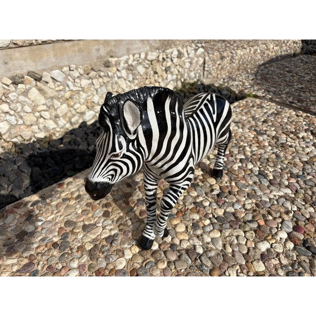 1960s Italian Glazed Terracotta Zebra Sculpture For Sale - Image 4 of 12