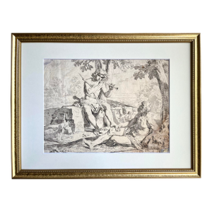 Etching Mercury and Argus by Simone Cantrini Venice Italy Ca. 1640