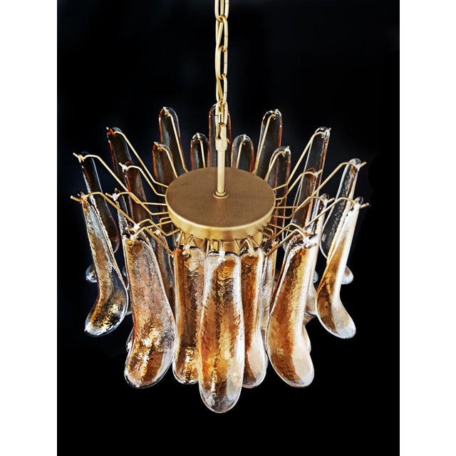 Gold Italian Amber Murano Glass Petal Chandeliers, Set of 2 For Sale - Image 8 of 14