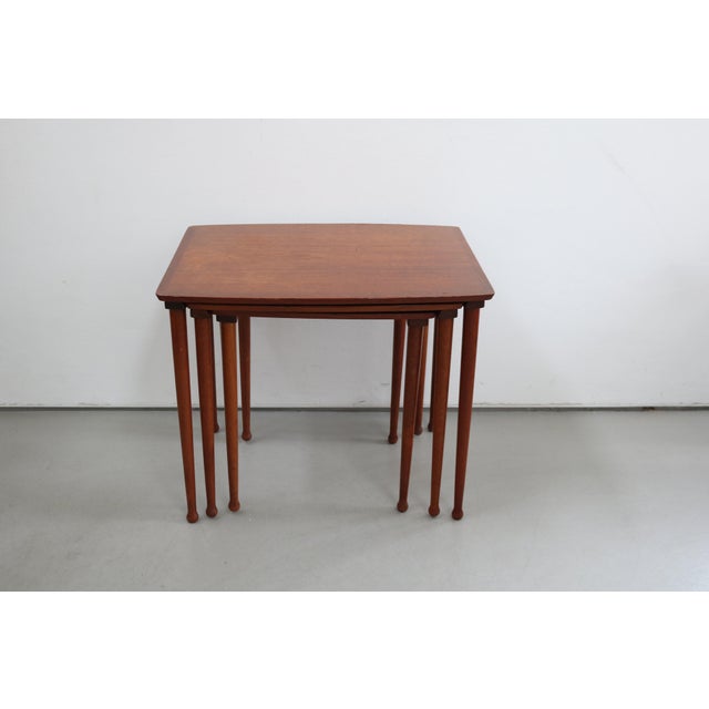 Mid-Century Modern Vintage Danish Teak Nesting Tables from Møbelintarsia, 1960s, Set of 3 For Sale - Image 3 of 12