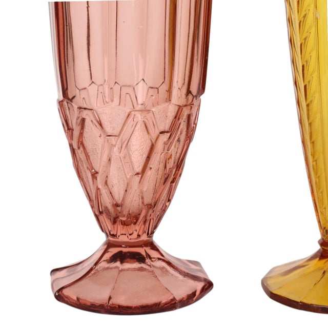Art Deco Colored Glass Vases, 1930s, Set of 2 For Sale - Image 6 of 13