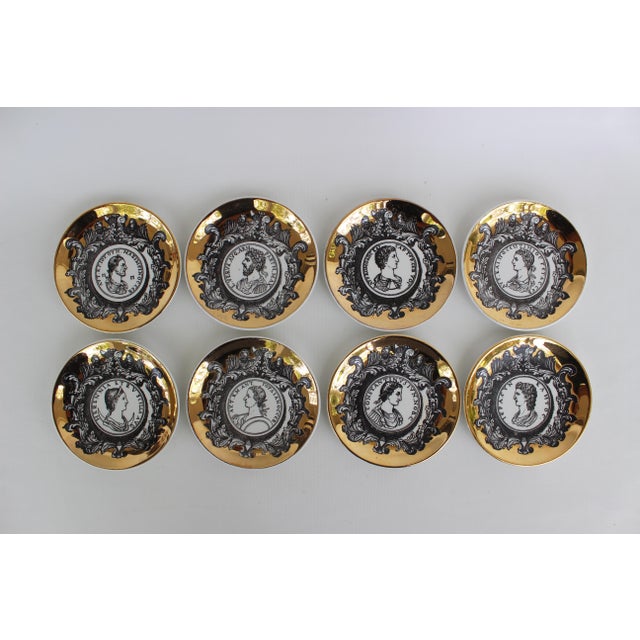 1960s 1960s "Profili Romani" Porcelain Coasters by Piero Fornasetti - Set of 8 For Sale - Image 5 of 6