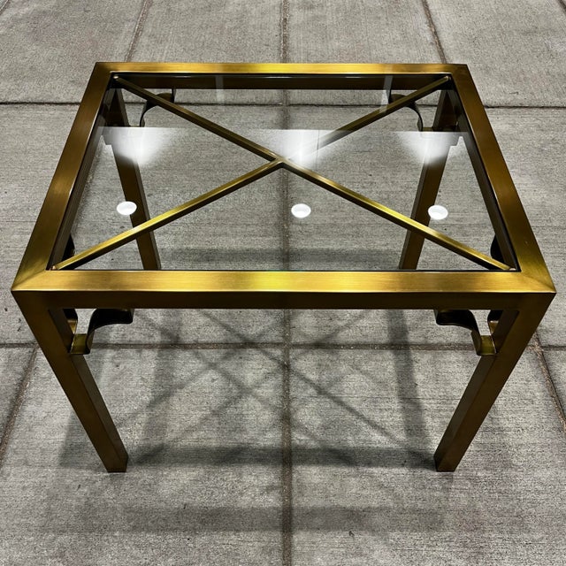 Brass Mastercraft Chinese Chippendale Brass End Table With Fretwork For Sale - Image 8 of 12