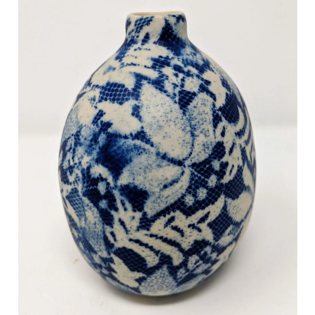 Cream And Navy Handmade Ceramic Vase Chairish
