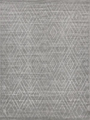 Exquisite Rugs Textured Diamond Handmade Bamboo Silk & Cotton Gray Rug-8'X10'
