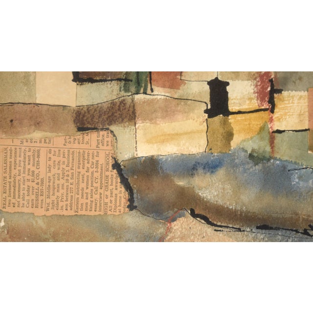 Mid 20th Century Mid 20th Century Patchwork Abstracted Landscape Mixed-Media Drawing, Framed For Sale - Image 5 of 11
