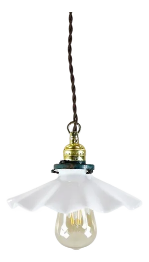 1940s Milk Glass Vintage Industrial Pendant Light 14