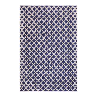 1990s 1990s Abstract Moroccan High-Low Blue/Ivory Wool Rug - 8'0'' X 10'1'' For Sale