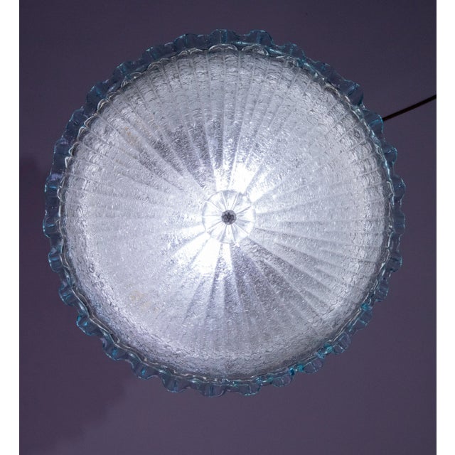 Italian Blue Glass Ceiling Fixture by Barovier & Toso, Murano, 1960 For Sale - Image 4 of 12