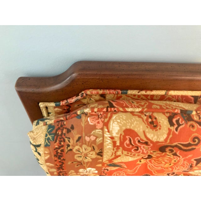 Mid-Century Modern Red Asian Chinoiserie Upholstered Arm Chair For Sale - Image 10 of 13