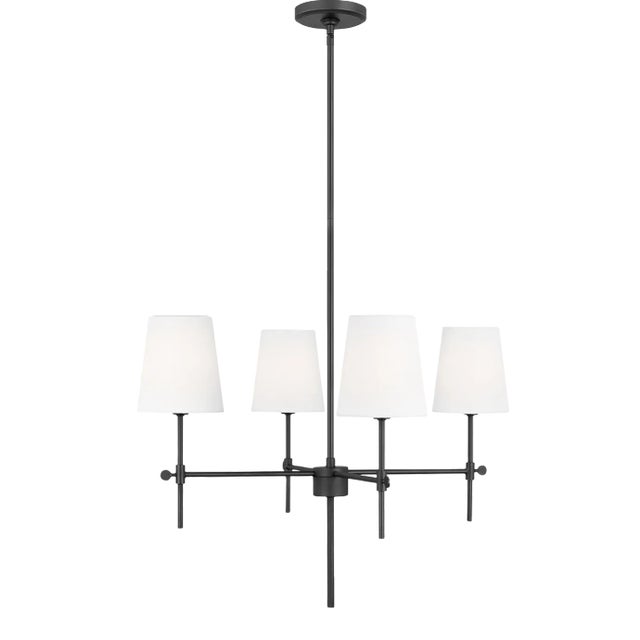 Thomas O'Brien By Visual Comfort Studio Baker 4-Light Small Chandelier in Midnight Black For Sale