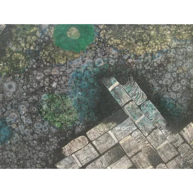 Wood 2003 "Etude Three" Geometric Abstract Mixed Media Painting For Sale - Image 7 of 12