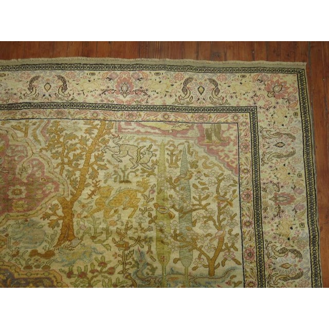 Zabihi Collection Pictorial Turkish Animal Square Rug For Sale - Image 4 of 10