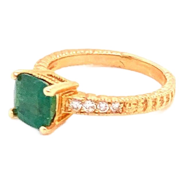 Diamond Emerald Ring 14k Gold 2.01 TCW Women Certified For Sale