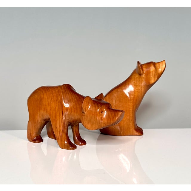 Hand-Carved Bear Animal Figurines, Rhön, Germany, 1960s, Set of 2 For Sale - Image 9 of 18
