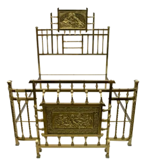 Art Nouveau Italian Double Bed Brass, 1900s