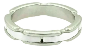 Chanel Ultra White Ceramic 18k White Gold Band Ring, Size 7.5