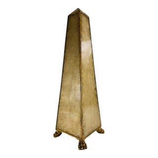 Large Classical Reverse Painted Glass Obelisk For Sale