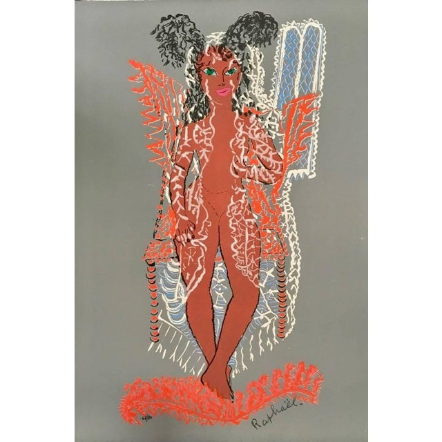 The serigraph by Antoinette Raphaël Mafai is hand-signed on the lower right margin, from an edition of 80 serigraphs,...