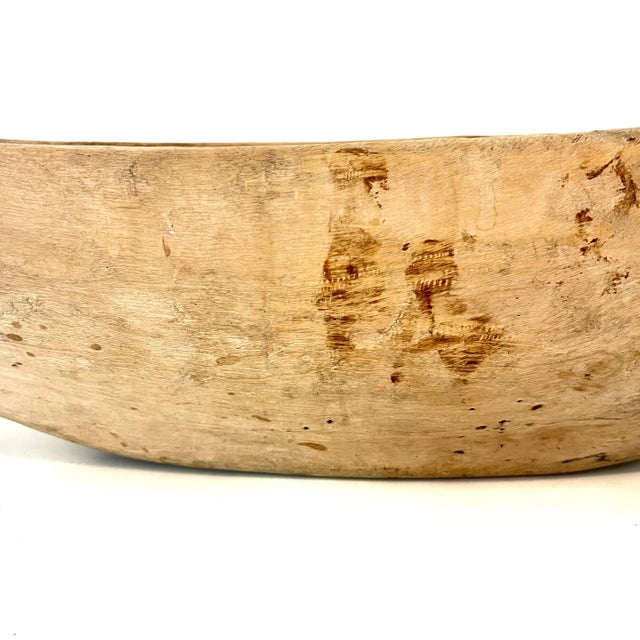 Antique Hand Carved Dugout Wood Trough Bowl For Sale In San Antonio - Image 6 of 18