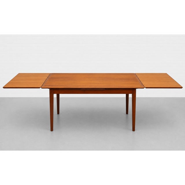 Brown Danish Mid Century Modern Teak Dining Table, Hidden Leaves, C. 1960’s For Sale - Image 8 of 14